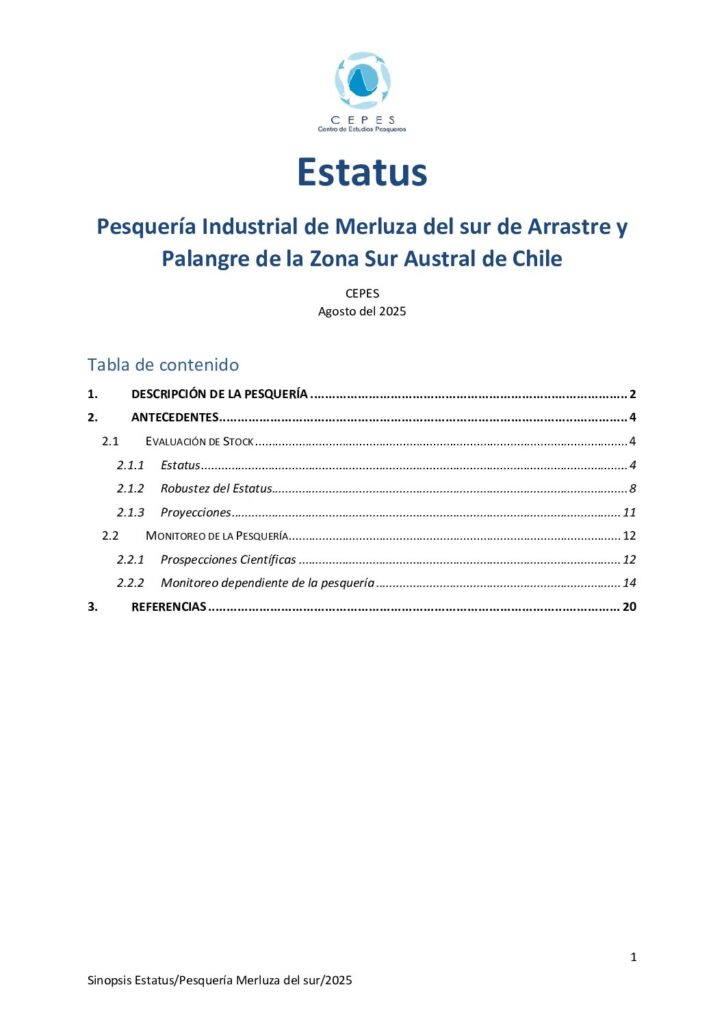 Estatus Pesquería Industrial de Merluza